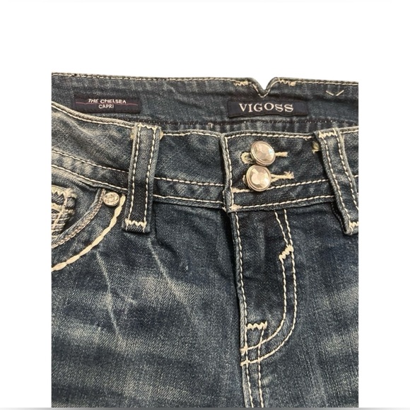 Vigoss Blue Ankle Cropped Jeans with Vintage Wash - Picture 4 of 9